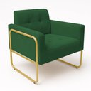 Ver imagem 5 de Poltrona Sala Industrial Alta Tubo Dourado Elisa Suede Verde D03 - D’Rossi