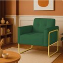 Ver imagem 1 de Poltrona Sala Industrial Alta Tubo Dourado Elisa Suede Verde D03 - D’Rossi