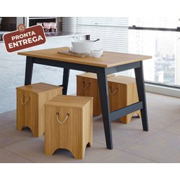 Banco Kim com Alças de Sisal (Conjunto com 2 Bancos) - 100% MDF - 3 Banco Kim com Alças de Sisal (Conjunto com 2 Bancos) - 100% MDF - 3