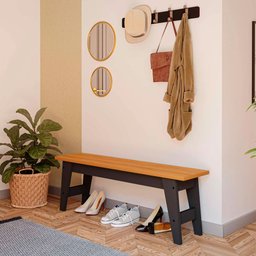Banco Aurora Chumbo e Nature Estilo Retrô 100% Mdf - 2