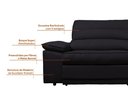 Ver imagem 5 de Sofá Niko 2,30m com Molas Retrátil Reclinável Velosuede - Netsofas - Preto
