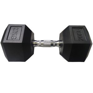 Halter Peso 20kg Sextavado Dumpbell Emborrachado Cromado Academia Musculaçao Biceps Triceps Exercici