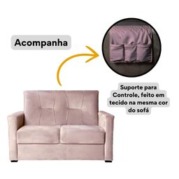 Sofá 2 Lugares Pequeno Alice e Porta Controle Herreiro Cores Cor:rosa Bebe - 3
