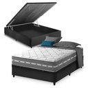 Ver imagem 1 de Cama Box Baú Viúva Preto + Colchão Molas Ensacadas Zidi Miami 128x188x64cm