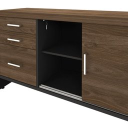 Balcão Tamburato com Gavetas Ii - Charuto/preto 6114 - 5