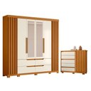 Ver imagem 1 de Guarda Roupa Casal Doble com Espelho 06 Portas e Cômoda Sapateira Duetto 01 Porta e 05 Gavetas
