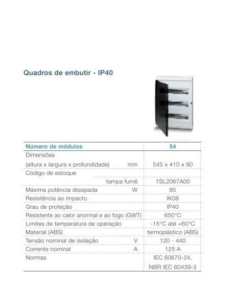 Quadro de Distribuição Embutir 54 Módulos Linha Europa sem Barramentos Terra/Neutro Ip40 Abb - 5