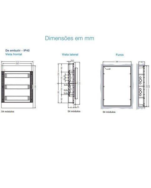 Quadro de Distribuição Embutir 54 Módulos Linha Europa sem Barramentos Terra/Neutro Ip40 Abb - 4