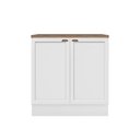 Ver imagem 2 de Conjunto Balcão 80cm e Tampo 80cm Unna - Branco/Carvalho Oak