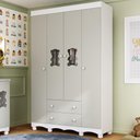 Ver imagem 1 de Guarda-roupa Infantil 122cm com Vidro 4 Portas e 2 Gavetas Ternura Multimóveis Mp4478 Branco/off