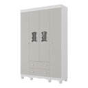 Ver imagem 2 de Guarda-roupa Infantil 122cm com Vidro 4 Portas e 2 Gavetas Ternura Multimóveis Mp4478 Branco/off