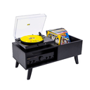 Ver imagem 1 de Estante Para Discos De Vinil E Toca Discos Retrô preto