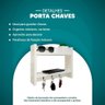 Porta Chaves de Parede com Suporte Madeira Branco - 4
