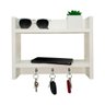 Porta Chaves de Parede com Suporte Madeira Branco - 1