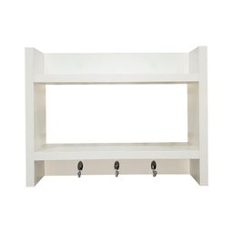 Porta Chaves de Parede com Suporte Madeira Branco - 3