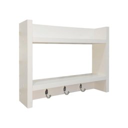 Porta Chaves de Parede com Suporte Madeira Branco - 2