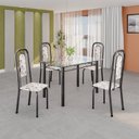 Ver imagem 1 de Conjunto de Mesa Tubular com 4 Cadeiras Lara Prata/Arabesco