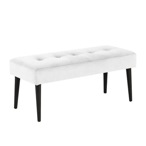 Banco Estofado Theo 1,60m Suede Branco - Inova Decor
