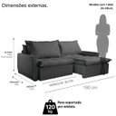 Ver imagem 4 de Sofá Cama Amsterdã Caixa Zero 180m Retrátil e Reclinável com Almofadas Soltas - Movenzo Estofados