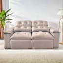 Ver imagem 1 de Sofá Retrátil e Reclinável 1,5m em Tecido Veludão Cinza C/pillow Nos Braços - Montagem Inclusa:bege