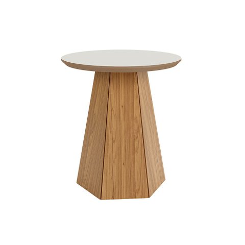Mesa Lateral Hexagonal 50x50cm Tb606 Dalla Costa - Off White/freijó