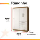 Ver imagem 4 de Modulo Ja Georgia Guarda-roupa Jequitibá/off White