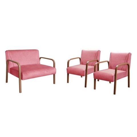 Conjunto Anita 2+1+1 Lugares Cor:Suede Rosa 280
