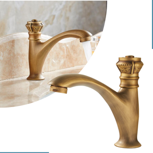 Torneira de Bancada para Banheiro Lavabo Cuba Pia Baixa na Cor Bronze Latão Ouro Velho em Estilo Pro