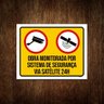 Placa Sinalização Obra Monitorada Sistema Segurança 36x46 - 1