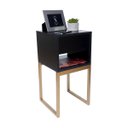 Ver imagem 1 de Mesa de Cabeceira Eco Industrial 30cm Preto Gaveta Superior Pés Ferro Dourado para Quarto Cama