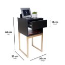 Ver imagem 2 de Mesa de Cabeceira Eco Industrial 30cm Preto Gaveta Superior Pés Ferro Dourado para Quarto Cama