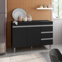 Ver imagem 2 de Balcão Gabinete Cozinha Andréia 100cm Com Tampo 2 Portas Preto - Desk Design