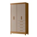 Ver imagem 1 de Guarda Roupa Roupeiro Solteiro Milão 4 Portas 4 Gavetas Detalhes Frisados Carvalho Fendi Moval