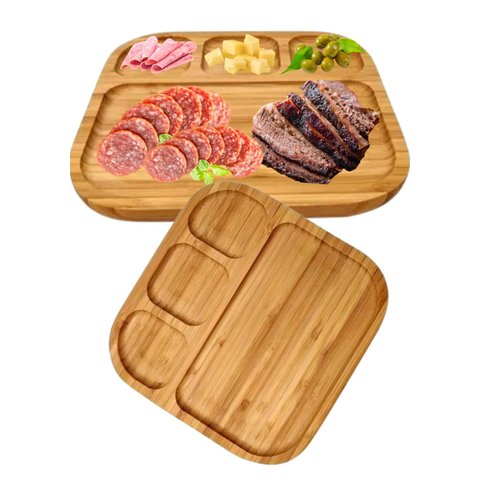 Kit 2 Bandejas Petisqueiras Frios Churrasco Bambu Alta Resistencia Jolitex Petiqueira de Alta Resist