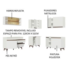 Armário de Cozinha Completa de Canto 382cm Branco Reims Madesa 01 - 5
