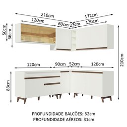 Armário de Cozinha Completa de Canto 382cm Branco Reims Madesa 01 - 4