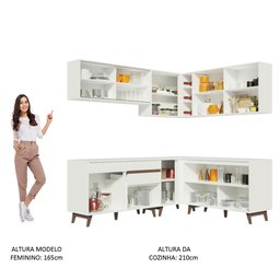 Armário de Cozinha Completa de Canto 382cm Branco Reims Madesa 01 - 6