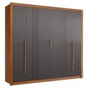 Ver imagem 2 de Guarda Roupa Casal Loretto S01 6 Portas de Bater 3 Gavetas MDF MDP Jatobá-Grafite Mpozenato