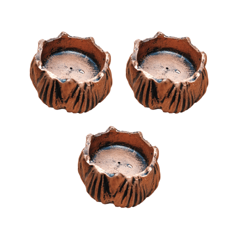 Kit 3 Pçs Incensario Porta Vela Flor De Lótus Bronze Loja Mistica Kit 3 incensários