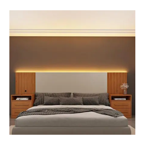 Cabeceira Barcelona Box Casal Ripada com LED - Móveis Tcil