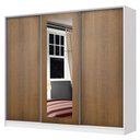 Ver imagem 2 de Guarda-Roupa Casal 100% MDF Madesa Eros 3 Portas de Correr com Espelho Branco/Rustic Cor:Branco/Rust
