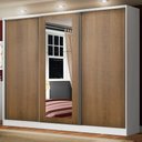 Ver imagem 1 de Guarda-Roupa Casal 100% MDF Madesa Eros 3 Portas de Correr com Espelho Branco/Rustic Cor:Branco/Rust