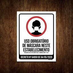Placa Uso Obrigatório Máscara Estabelecimento Comércio 36x46 - 1