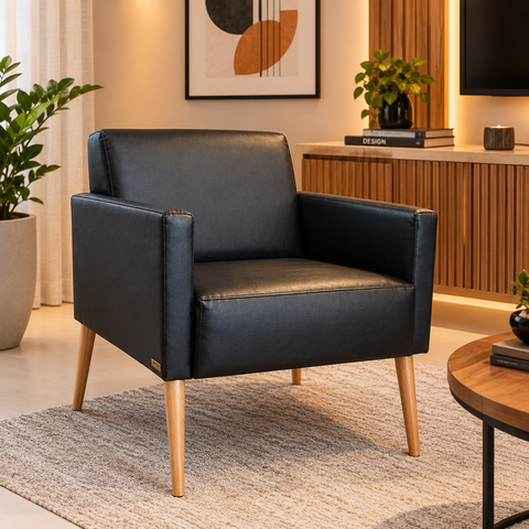 Poltrona Decorativa Melina Recepção e Consultório Couro Síntético