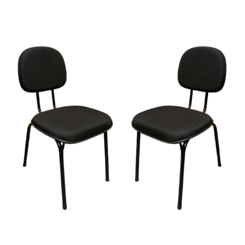 Kit 2 Cadeiras Secretária Fixa Tecido 4 Pés Palitos 100% Nacional para Escritório