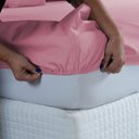 Ver imagem 2 de Lençol Cama Solteiro 100% Algodão com Elástico Percal 300 Fios Hotel Pousada:rose