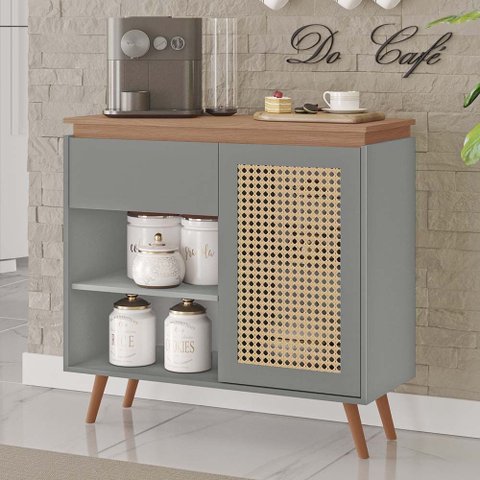 Buffet Bourbon 100% Mdf 1 Porta 1 Gaveta e Pés Estilo Retrô Tuboarte