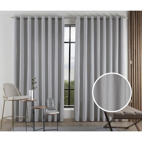 Cortina Tecido Linho 2,00m De Largura X 1,80m De Altura Cinza Para Sala Ou Quarto