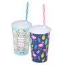 Kit 15 Copos Plástico Summer Time 550Ml Tampa E Canudo - 3