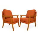 Ver imagem 1 de Kit 2 Poltronas Decorativas Mona Luxo Braço Nogueira:linho Terracota